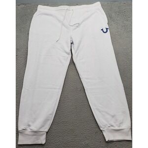 True Religion Jogger Pants Mens‎ 3XL White Cotton Elastic Waist Drawstring Logo